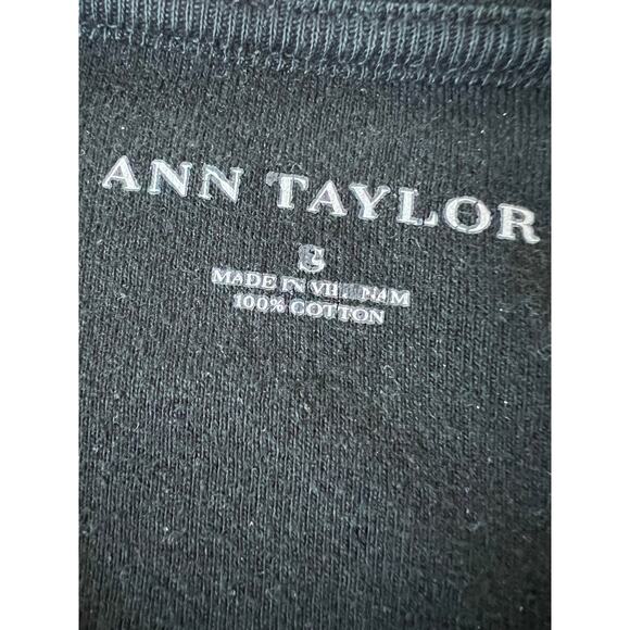 Ann Taylor Top boat neck short sleeve basic black blouse size small 100% Cotton - Picture 3 of 5